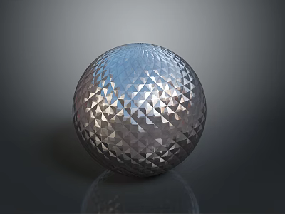 Silver Metallic Sphere With Diamond Pattern And Reflective Surface On Dark Background 3d model