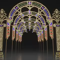 Gorgeous Decorated Archway With Colorful LED Lights Ornate Pillars And Festive Sparkling Design