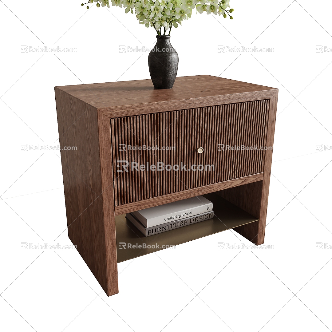 Quiet Style Bedside Cabinet Flora Vase 3d model