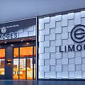 Modern LIMOGES Storefront With Glass Doors And Geometric Texture Wall Design