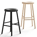 Modern solid wood bar chair combination 3d model