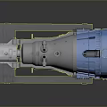 Large Cylindrical Industrial Equipment With Blue Casing And Gray Mounted Frame