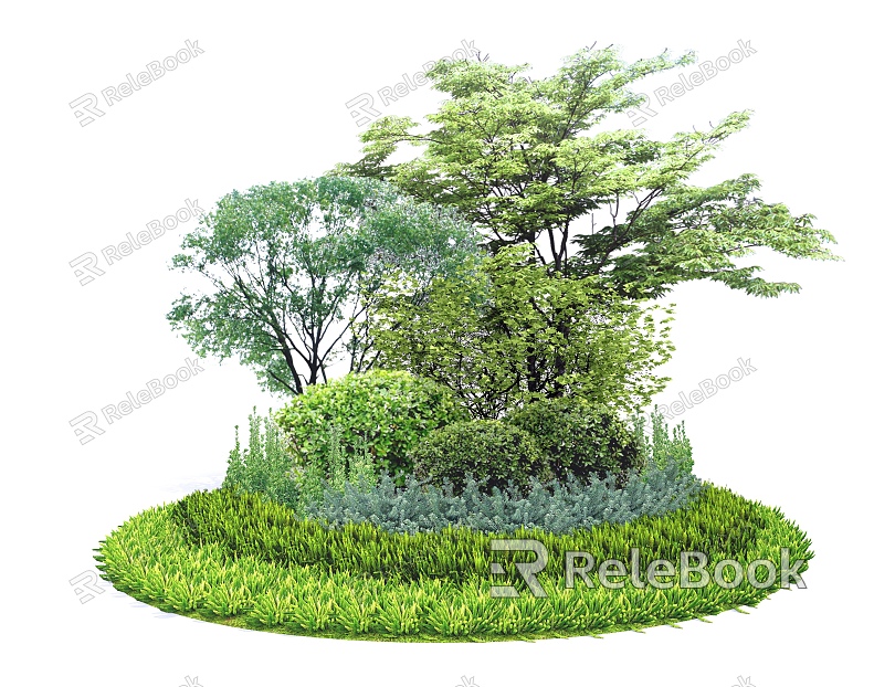 Modern flower bed plant group community plant model