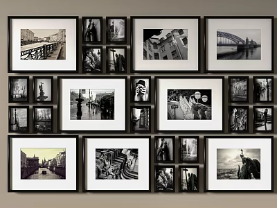 Abstract Paintings Framed Wall Art With Black White Multiple Sizes And Themes 3d model