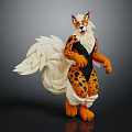 Fox Like Game and Movie Character With Large White Tail Black Spots and Orange Paws