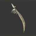 Animal Skeleton of Crocodile Like Reptile in Standing Posture on Gray Background
