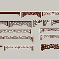 Hanging down ancient building components Hanging down Chinese-style lattice lintel Hanging down carved door head components 3d model