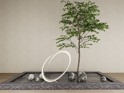 Modern Tree Pond with Green Planting model