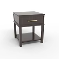 Modern Wooden Side Table With Drawer And Lower Shelf Design 3d model
