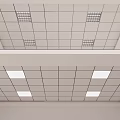 Suspended Ceiling Design With White Grid Panels And Evenly Spaced Recessed Lighting