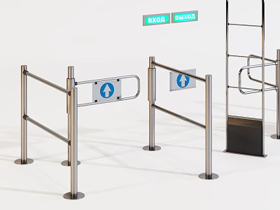 Public Facility Stainless Steel Turnstile With Directional Arrows And Entry Exit Control 3d model