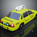 Yellow Taxi With Solar Panel Roof Light TAXI Sign And Phone Number