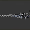 Futuristic Mechanical Weapon Featuring Intricate Patterns Blue Accents And Sharp Metallic Tip 3d model