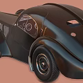 Vintage Black Car With Streamlined Body Design Classic Headlights And Retro Wheels