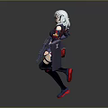 Anime Female Character With White Hair Red Eyes Holding Large Weapon In Running Pose