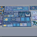 Blue Themed Design Layouts With Multiple Sections Floor Plans And Charts 3d model