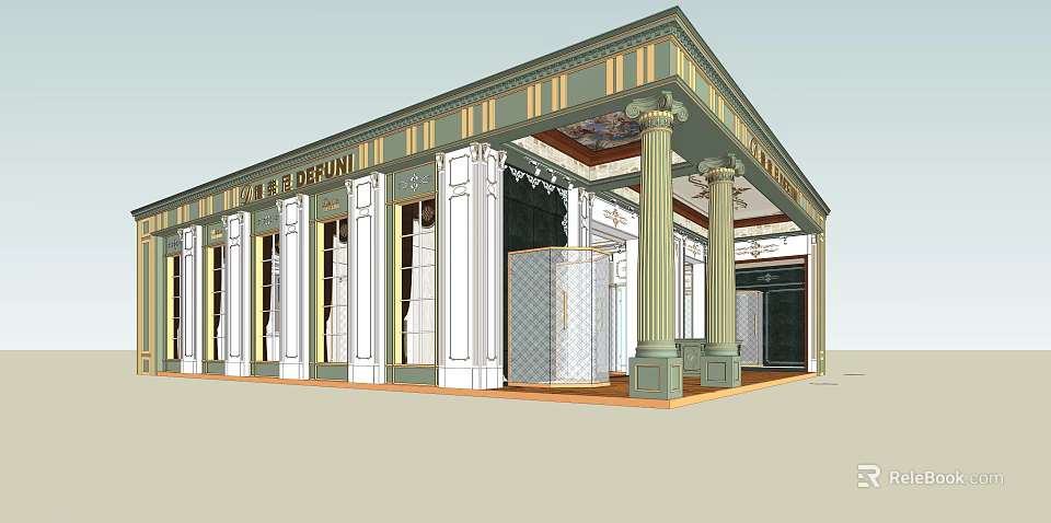 Elegant Classical Building Facade With Columns And Decorative Architectural Details 3d model 