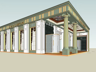 Elegant Classical Building Facade With Columns And Decorative Architectural Details 3d model