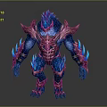 Fantasy Armored Creature With Blue Glowing Claws And Pink Exoskeleton In Mythical Monster Design