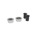 Circular Outdoor Ground Lights in Black and Silver with Illuminated Design