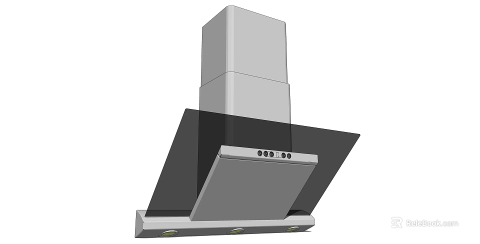 Modern Kitchen Appliance Range Hood With Stainless Steel Glass Panel And Lighting 3d model 