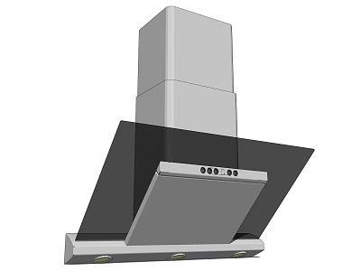 Modern Kitchen Appliance Range Hood With Stainless Steel Glass Panel And Lighting 3d model