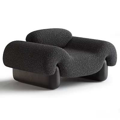 Modern Black Lounge Chair With Textured Fabric Curved Armrests And Dark Base 3d model