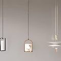 Modern Pendant Lights With Three Different Designs And Black Copper Gold Frames 3d model