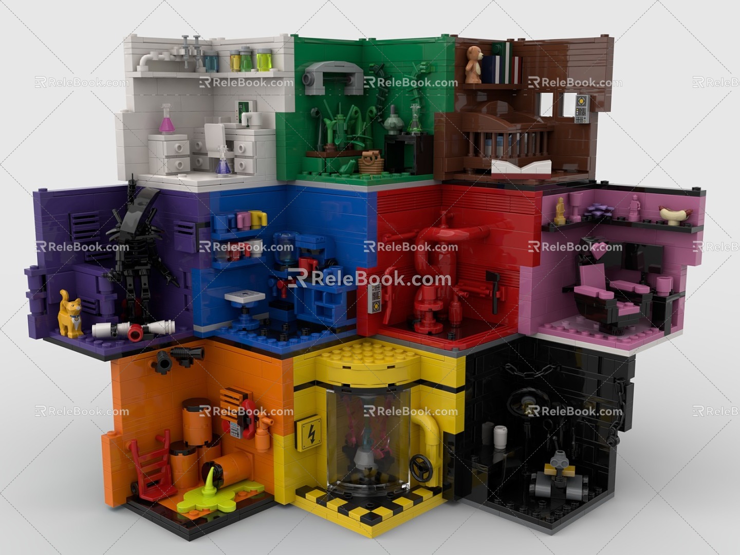 Lego toy scene wall 3d model