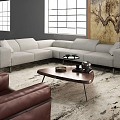 Living Room Living Room Multi-person Sofa Single Sofa 3d model