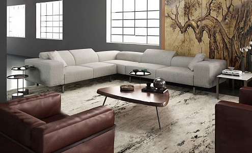 Living Room Living Room Multi-person Sofa Single Sofa 3d model