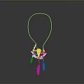 Colorful Geometric Hanging Ornament With Feather Tassels And Purple Accents For Home Decor