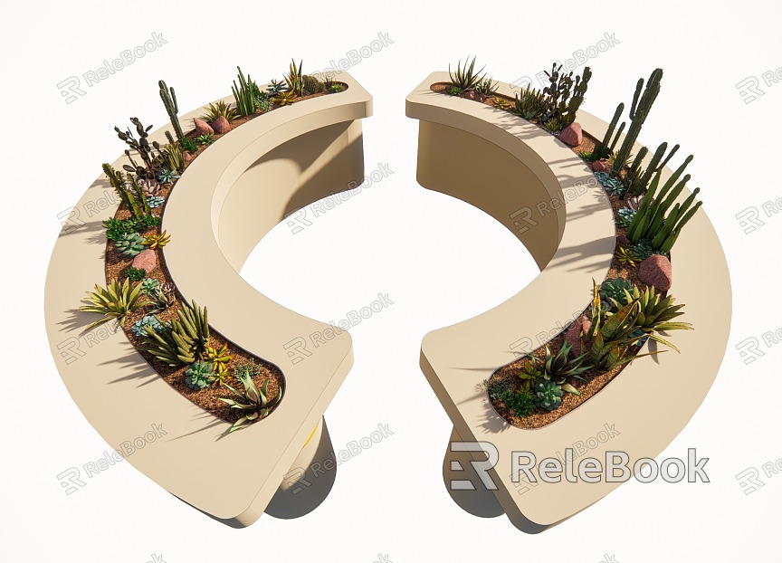 Modern Flower Box Sand Landscape model