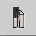 Modern Black Frame Wall Light With Clear Glass And Illuminated Bulb