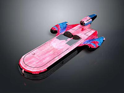 Vibrant Red And Blue Painted Boat Model With Streamlined Shape And Glossy Surface Design 3d model