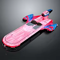 Vibrant Red And Blue Painted Boat Model With Streamlined Shape And Glossy Surface Design 3d model
