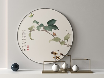 New Chinese Round Frame Painting Decorative Painting 3d model