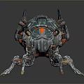 Mechanical Insect Sculpture Turquoise Green Body Orange Spots Transparent Mesh Wings Colorful Leg Details