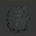 Artistic Intricately Carved Egg Shaped Decorative Sculpture With Floral Patterns