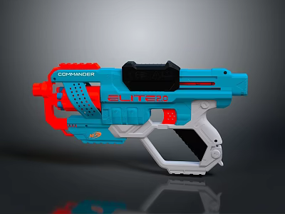 Commander Elite 24 Toy Gun With Blue Red White Plastic Design And Vibrant Colors 3d model