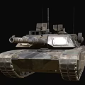 Military Tank Weapon With Camouflage Paint Cannon Tracks And Number P2