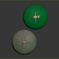 Old And Green Gas Cylinders With Valves And Handles On Black Background