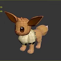 Cartoon Creature Character 3D Model With Large Ears Orange Body White Belly Standing Pose