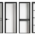 Modern Interior Glass Doors Featuring Black Frames And Diverse Panel Designs 3d model