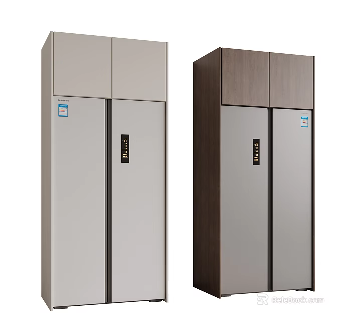 Modern Double Door Refrigerators With Two Different Color Options And Sleek Design 3d model