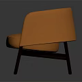Orange Single Sofa with Green Pillow and Wooden Legs Modern Design