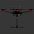 Black And Red Multi Rotor Drone Design With Propellers And Landing Gear