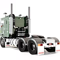 Green Heavy Duty Semi Truck With Front Grille Long Cab And Multi Wheel Design