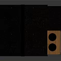 Wooden Dog House With Black Roof And Small Table With Bowls