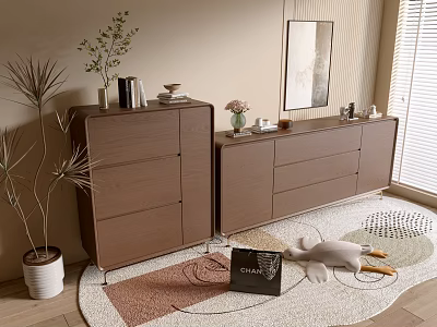 Modern Wood Grain Cabinet Simple Style Cabinet Whole Cabinet Sideboard Balcony Cabinet Storage Cabinet Entrance Cabinet 3d model